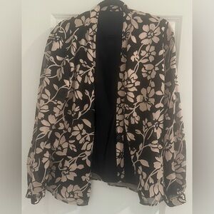 Liz Claiborne Black and Beige Floral Blazer
